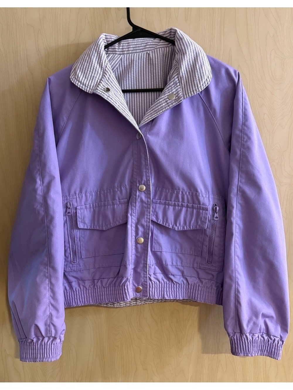 80s Izzi purple reversible windbreaker jacket zip away hood size medium